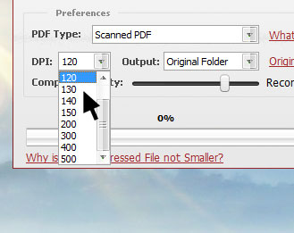 Choose the DPI and scanned PDF quality