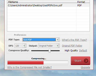 start compressing PDF